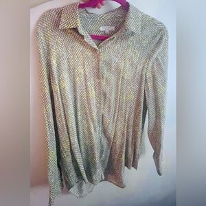 Equipment Cream Tan Button Down Blouse with Notched Collar